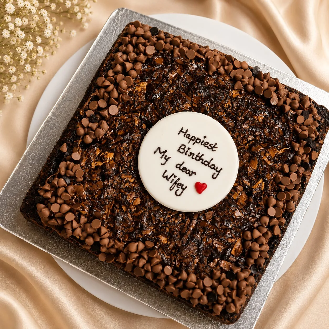 Brownie slab birthday cake made to order in OMR Chennai